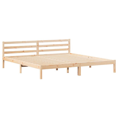 Bed Frame Brown 215.5 x 205.5 x 69.5 cm Solid Pine Wood