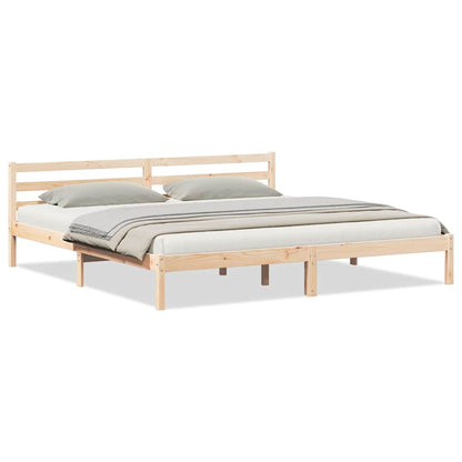 Bed Frame Brown 215.5 x 205.5 x 69.5 cm Solid Pine Wood
