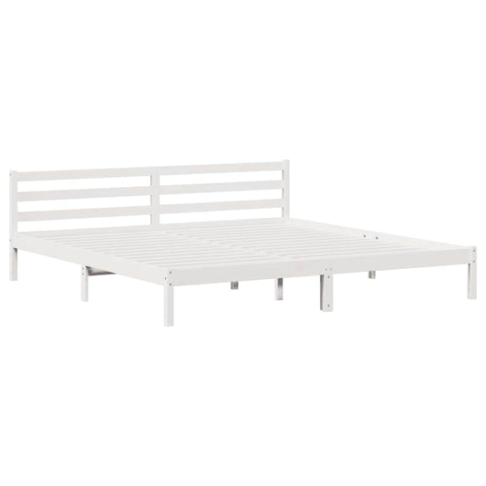 Bed Frame White 215.5 x 205.5 x 69.5 cm Solid Pine Wood