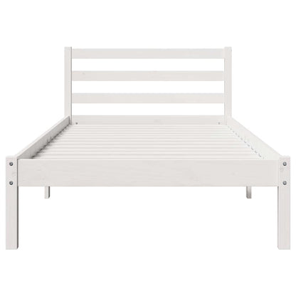 Bed Frame White 225.5 x 85.5 x 69.5 cm Solid Pine Wood