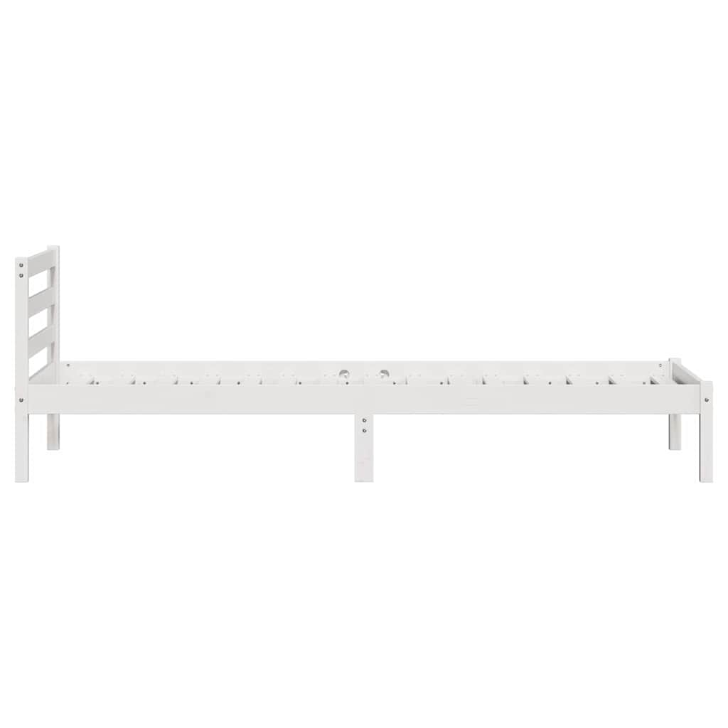 Bed Frame White 225.5 x 85.5 x 69.5 cm Solid Pine Wood