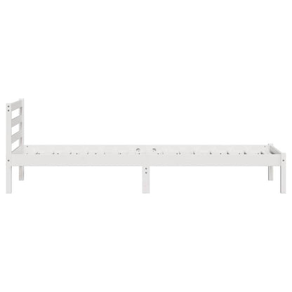 Bed Frame White 225.5 x 95.5 x 69.5 cm Solid Pine Wood