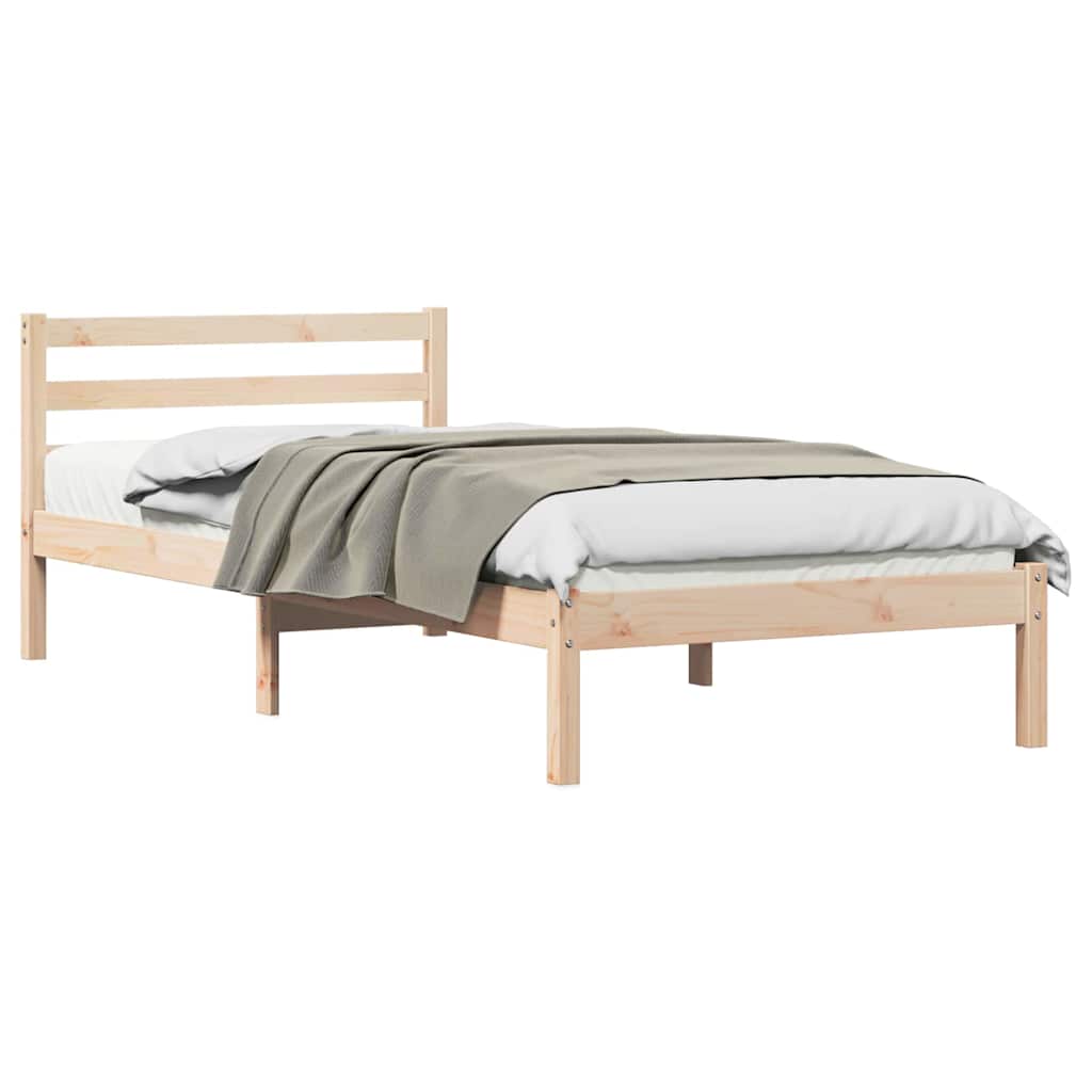 Bed Frame Brown 225.5 x 105.5 x 69.5 cm Solid Pine Wood