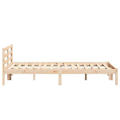 Bed Frame Brown 225.5 x 145.5 x 69.5 cm Solid Pine Wood