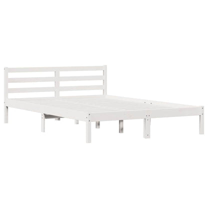 Bed Frame White 225.5 x 165.5 x 69.5 cm Solid Pine Wood