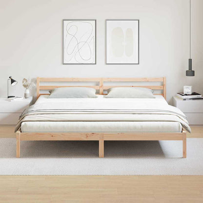 Bed Frame Brown 225.5 x 185.5 x 69.5 cm Solid Pine Wood