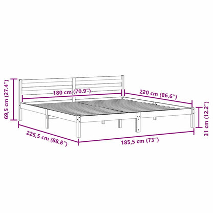 Bed Frame White 225.5 x 185.5 x 69.5 cm Solid Pine Wood