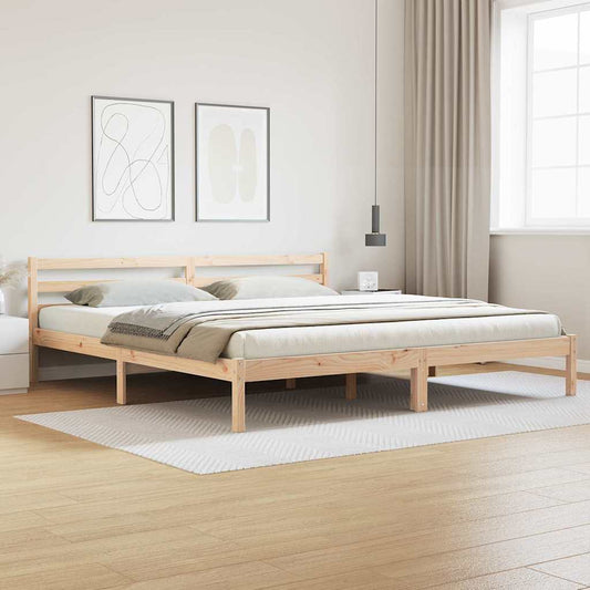 Bed Frame Brown 225.5 x 205.5 x 69.5 cm Solid Pine Wood