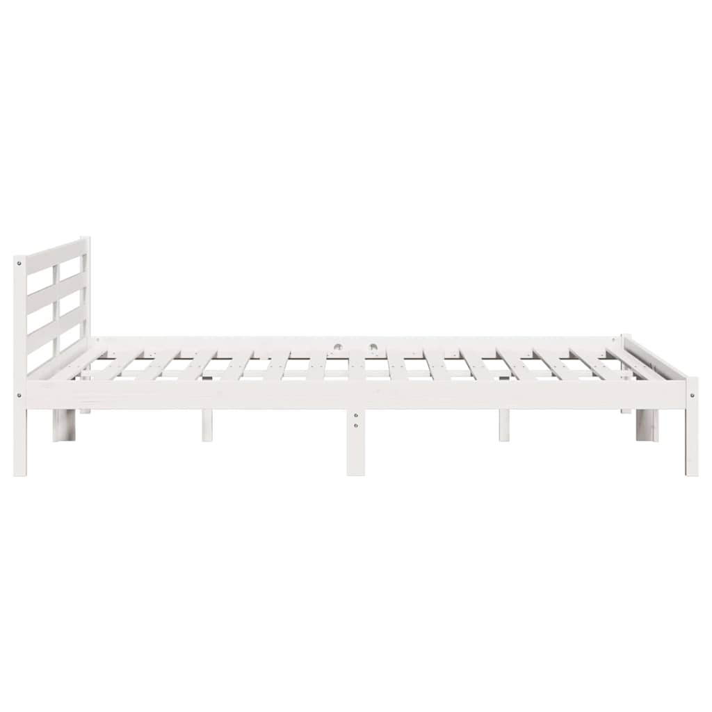 Bed Frame White 225.5 x 205.5 x 69.5 cm Solid Pine Wood