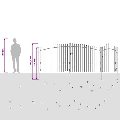 Garden Gate with Lock Woerden Grey 150 x 400 cm Steel