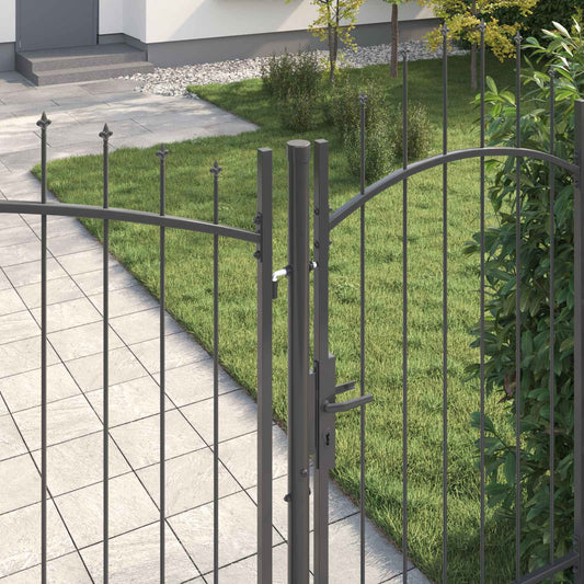Garden Gate WOERDEN 195 x 400 cm Steel Grey Lockable