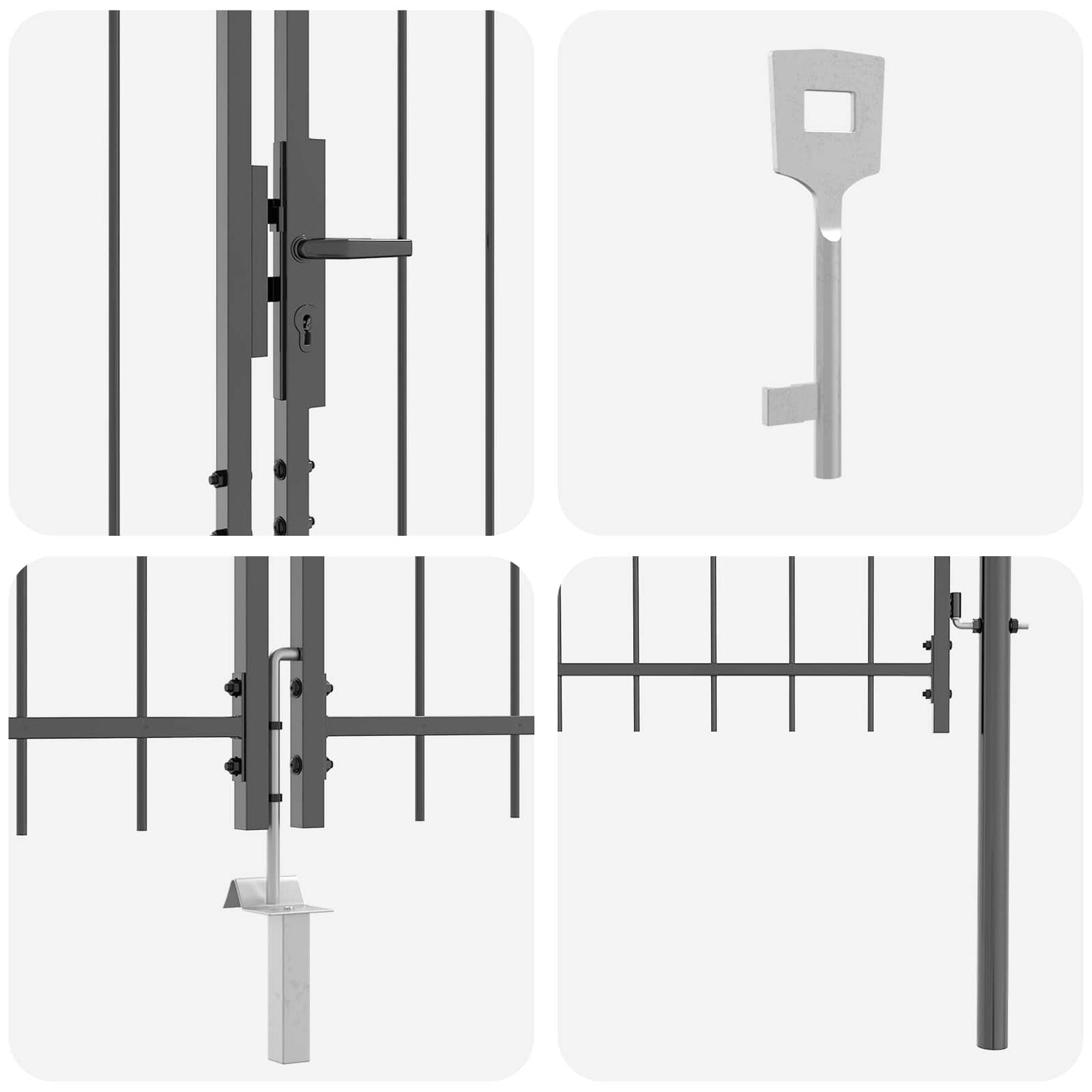 Garden Gate with Lock Woerden Grey 100 x 500 cm Steel