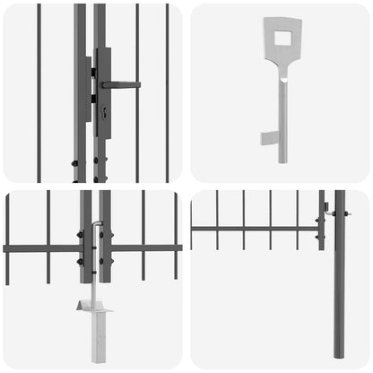 Garden Gate with Lock Woerden Grey 100 x 500 cm Steel