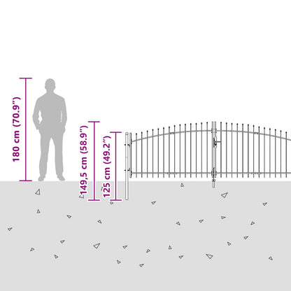 Garden Gate WOERDEN 100 x 500 cm Steel Grey Lockable