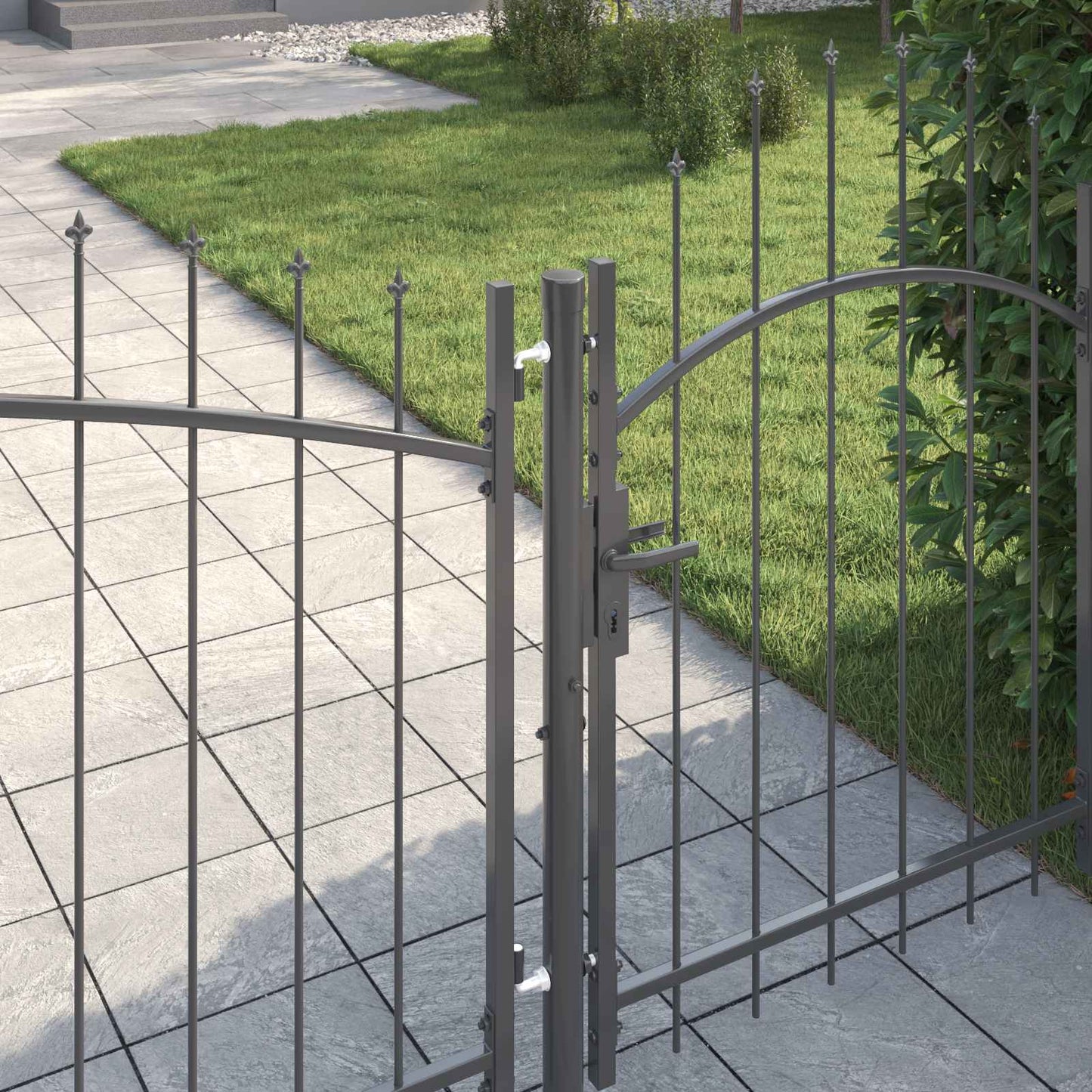 Garden Gate with Lock Woerden Grey 125 x 500 cm Steel