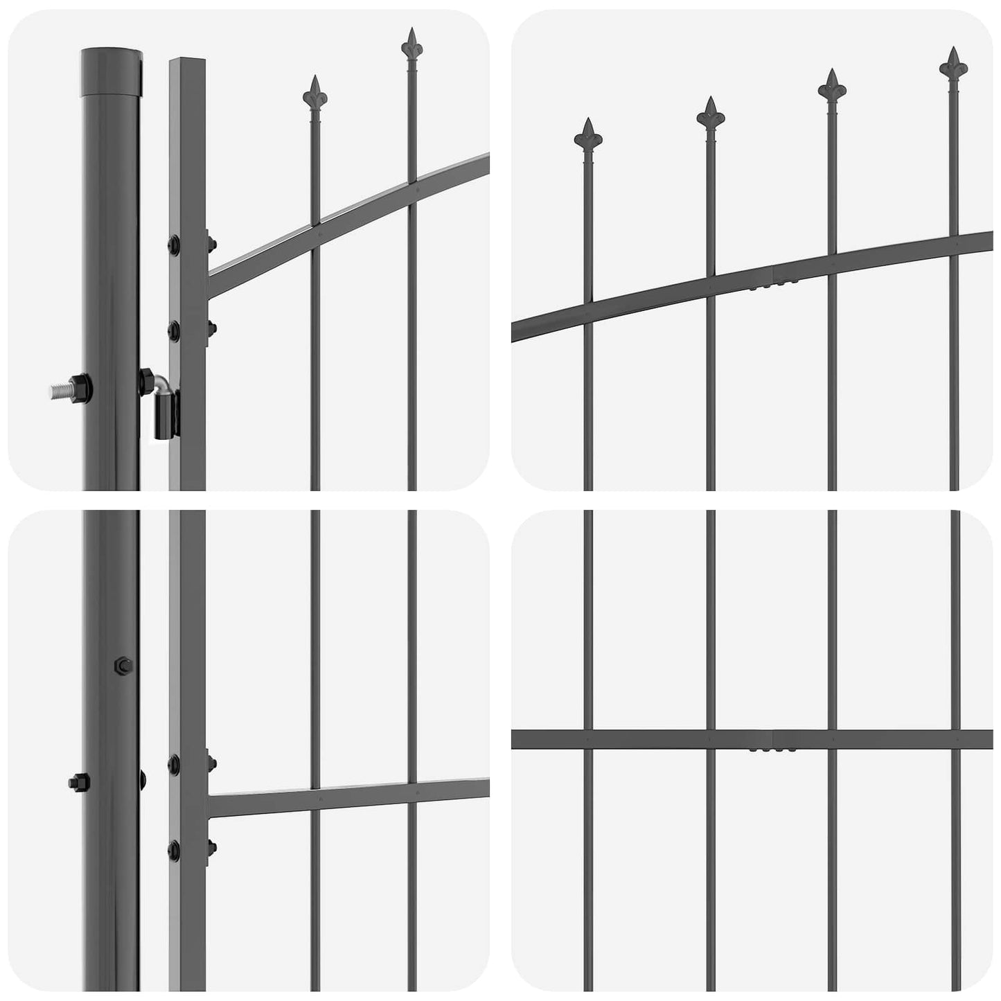 Garden Gate with Lock Woerden Grey 150 x 500 cm Steel