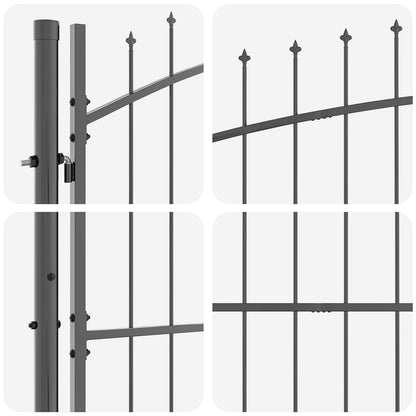 Garden Gate with Lock Woerden Grey 195 x 500 cm Steel