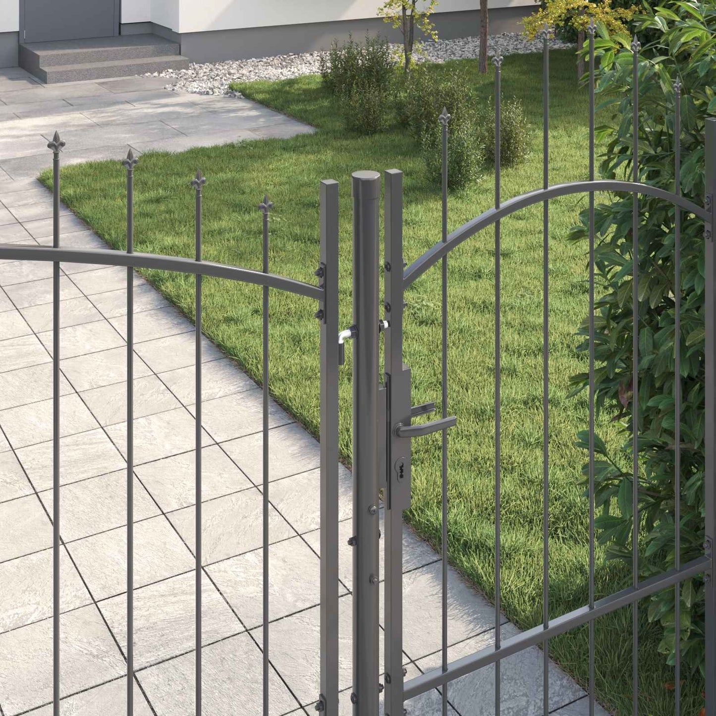 Garden Gate with Lock Woerden Grey 195 x 500 cm Steel