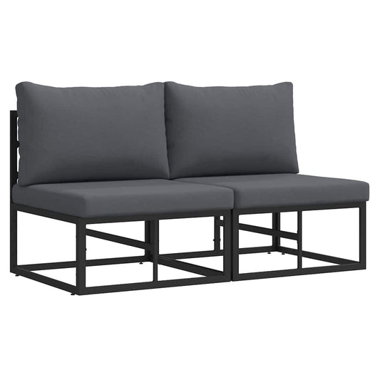 2 pcs Outdoor Furniture Metal Black and Anthracite