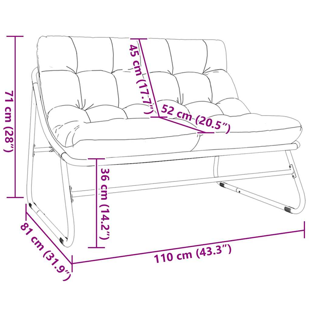 Garden Furniture with Cushion Black 43.31 x 31.89 x 27.95 in