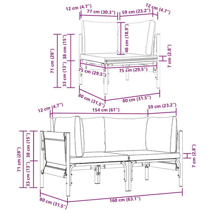 Outdoor Furniture 2 Piece Anthracite 80 x 80 x 71 cm Steel