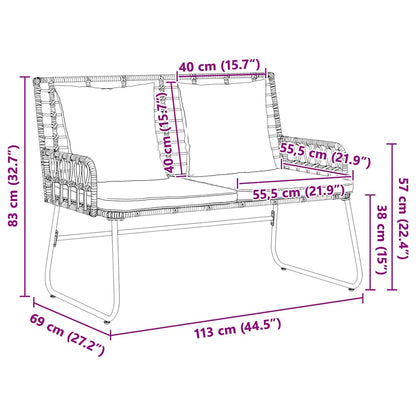 Garden Bench Brown and Cream Poly Rattan