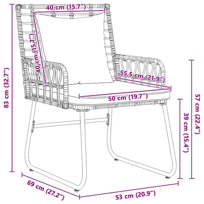 Garden Dining Set 3 pcs Black and Anthracite Poly rattan, steel