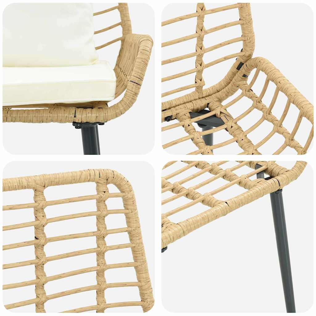 Garden Bench Brown and Cream Poly Rattan