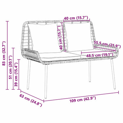 Garden Bench Brown and Cream Poly Rattan
