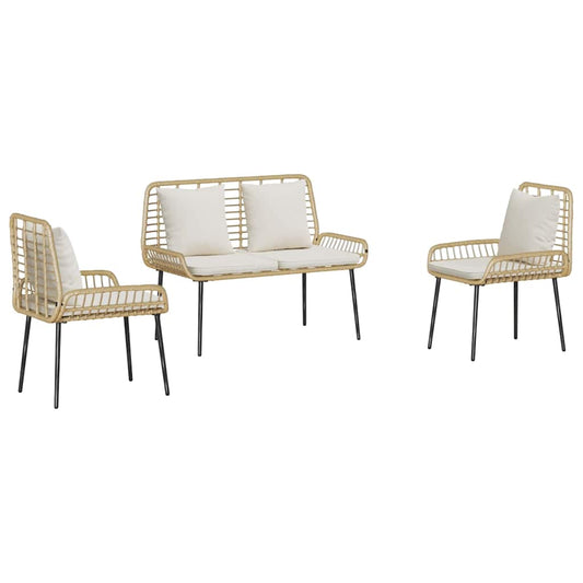 Garden Dining Set 3 pcs Brown and Black and Cream
