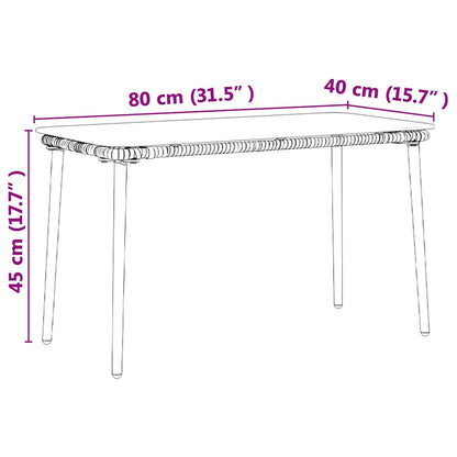 Garden Table Black 80 x 40 x 45 cm Poly Rattan