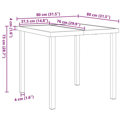 Garden Table Black 80 x 80 x 73 cm Metal