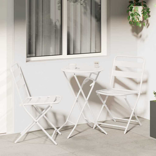 Garden Bistro Set 3 pcs White Steel