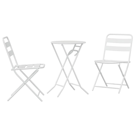 Garden Bistro Set 3 pcs White Steel