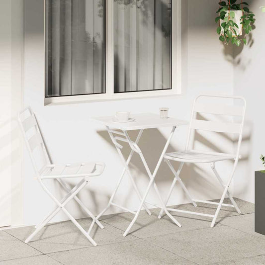Garden Bistro Set 3 pcs White Steel