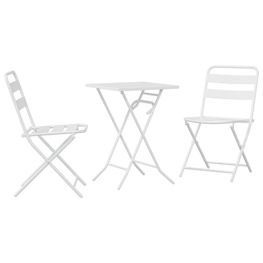 Garden Bistro Set 3 pcs White Steel