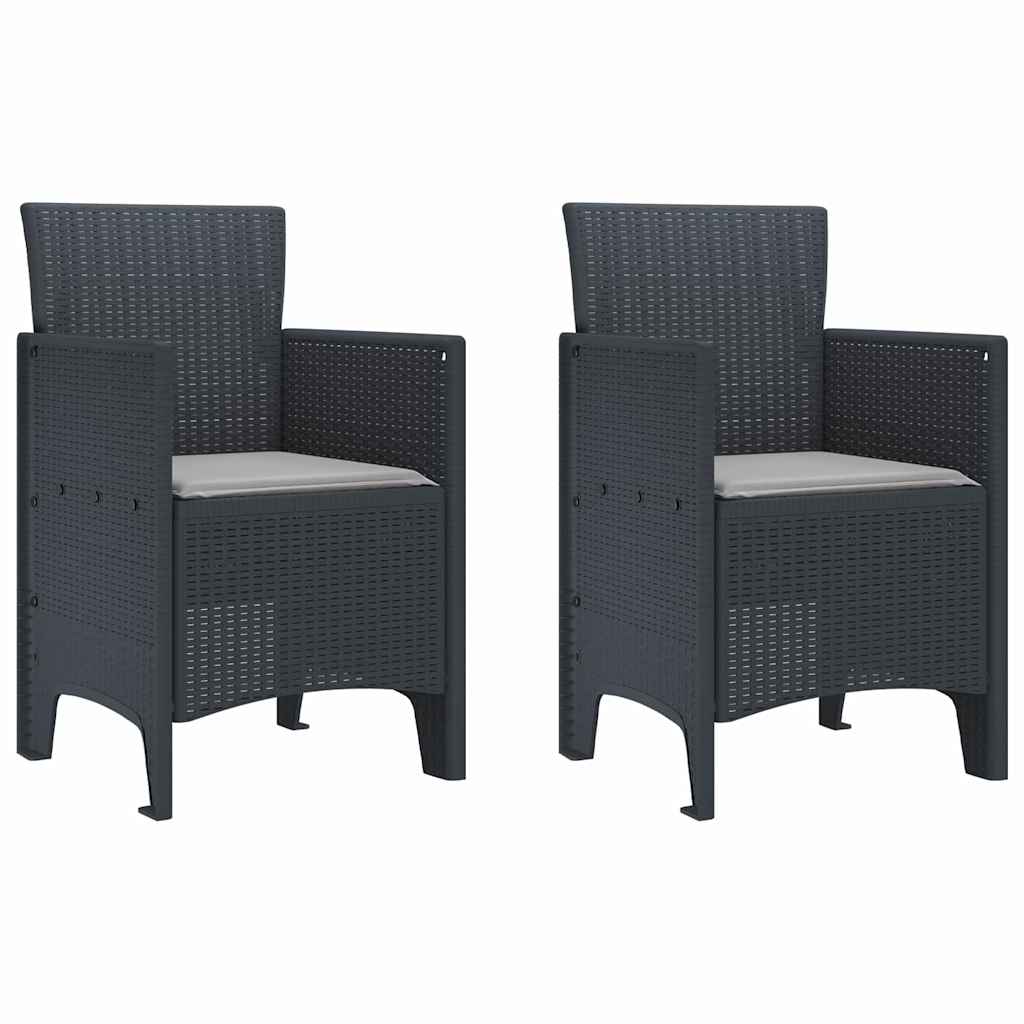 Garden Chair 2 pcs Anthracite 53 x 49 x 85 cm PP