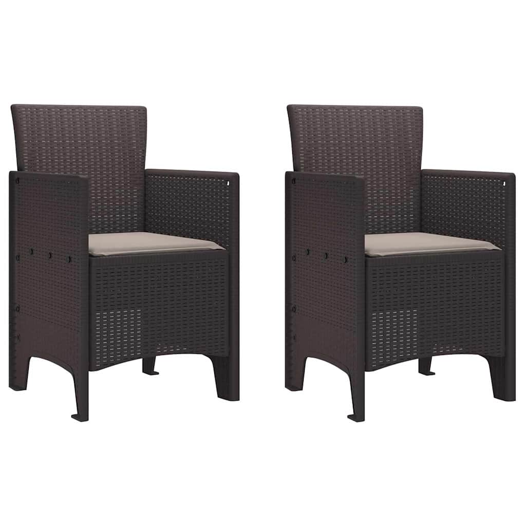 Garden Chair 2 pcs Brown 53 x 49 x 85 cm PP