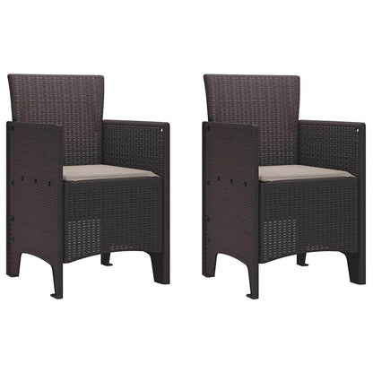 Garden Chair 2 pcs Brown 53 x 49 x 85 cm PP