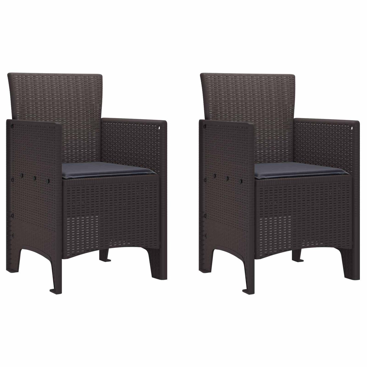 Garden Chair 2 pcs Brown 20.87 x 19.29 x 33.46 in Polypropylene