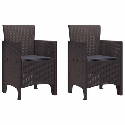 Garden Chair 2 pcs Brown 20.87 x 19.29 x 33.46 in Polypropylene