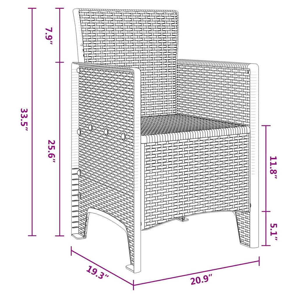 Garden Chair 2 pcs White 53 x 49 x 85 cm PP
