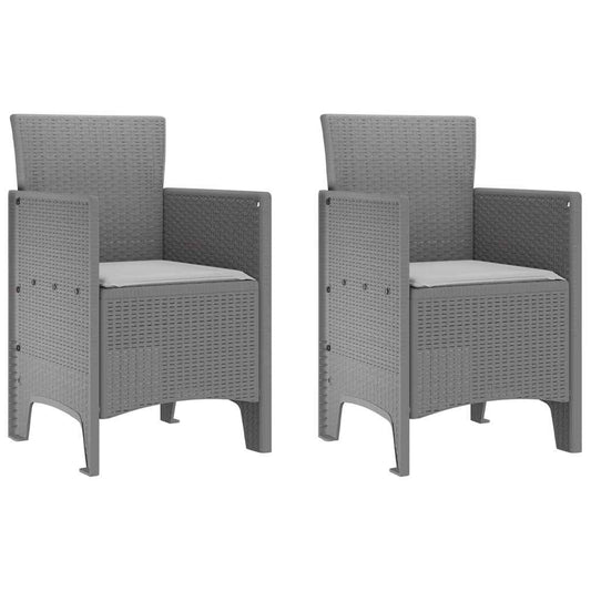 Garden Chair 2 pcs Light Grey Polypropylene