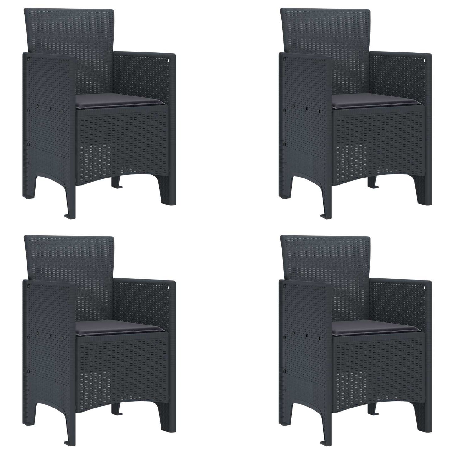 Garden Chair 4 pcs Anthracite 20.87 x 19.29 x 33.46 in