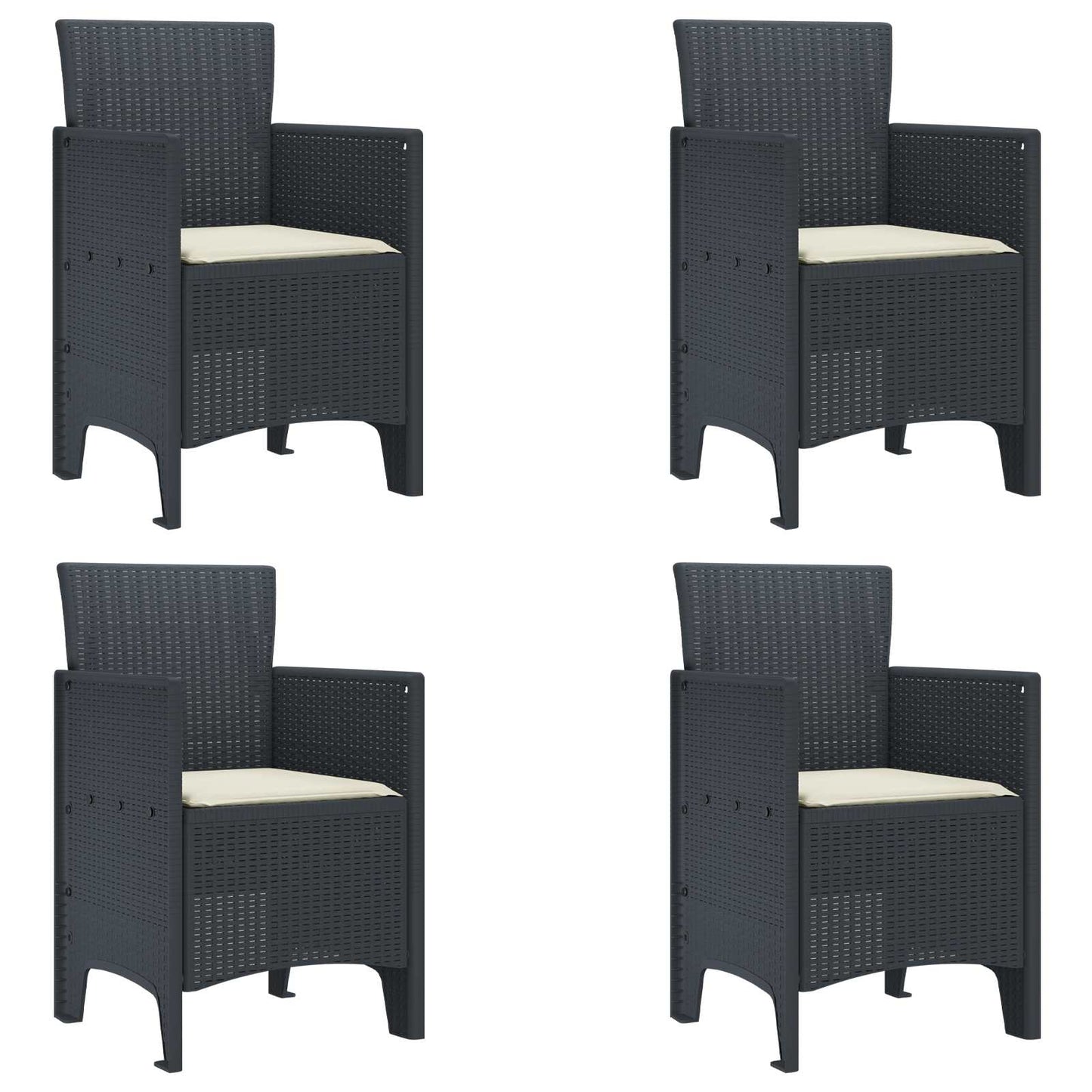 Garden Chair 4 pcs Anthracite 20.87 x 19.29 x 33.46 in