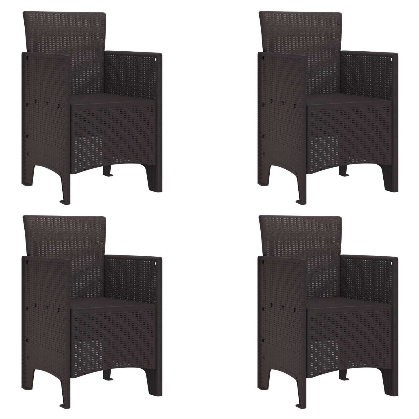 Garden Chair 4 pcs Brown 20.87 x 19.29 x 33.46 in Polypropylene