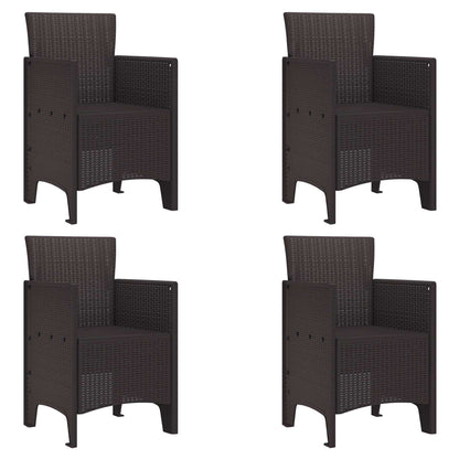 Garden Chair 4 pcs Brown 20.87 x 19.29 x 33.46 in Polypropylene