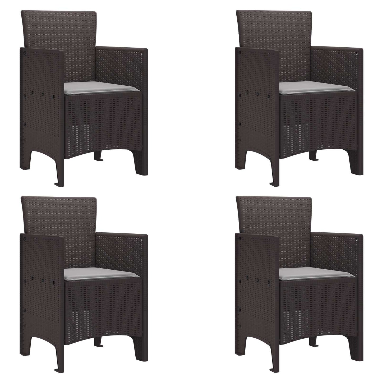 Garden Chair 4 pcs Brown 20.87 x 19.29 x 33.46 in Polypropylene