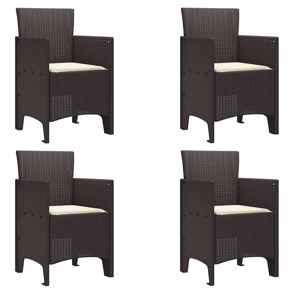 Garden Chair 4 pcs Brown 20.87 x 19.29 x 33.46 in Polypropylene