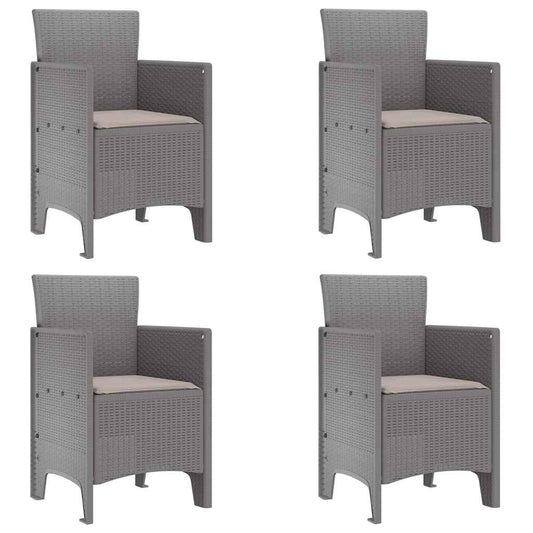 Garden Chair 4 pcs Light Grey Polypropylene